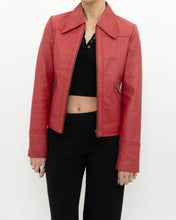 Load image into Gallery viewer, Vintage x VERO MODA Red Fitted Leather Jacket (XS, S)