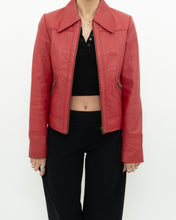 Load image into Gallery viewer, Vintage x VERO MODA Red Fitted Leather Jacket (XS, S)