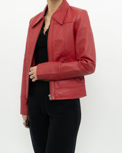 Load image into Gallery viewer, Vintage x VERO MODA Red Fitted Leather Jacket (XS, S)