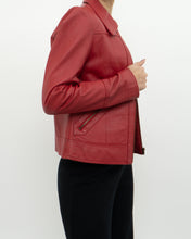 Load image into Gallery viewer, Vintage x VERO MODA Red Fitted Leather Jacket (XS, S)