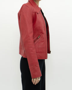 Vintage x VERO MODA Red Fitted Leather Jacket (XS, S)