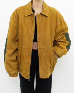 Vintage x Yellow, Green Suede Bomber (M-XL)