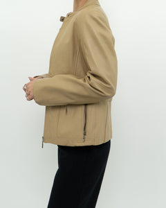 Vintage x Tan Leather Fitted Jacket (XS-M)