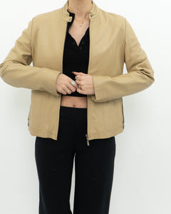 Vintage x Tan Leather Fitted Jacket (XS-M)