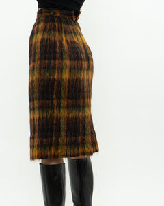 Vintage x Orange Plaid Mohair Skirt (XXS, XS)