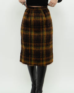 Vintage x Orange Plaid Mohair Skirt (XXS, XS)