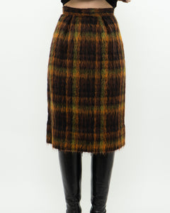 Vintage x Orange Plaid Mohair Skirt (XXS, XS)