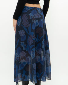 TED BAKER x Blue Floral Midi Skirt (S, M)