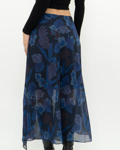 TED BAKER x Blue Floral Midi Skirt (S, M)