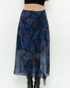 TED BAKER x Blue Floral Midi Skirt (S, M)