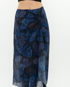 TED BAKER x Blue Floral Midi Skirt (S, M)