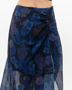 TED BAKER x Blue Floral Midi Skirt (S, M)