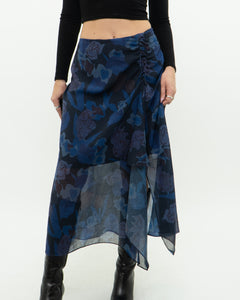 TED BAKER x Blue Floral Midi Skirt (S, M)