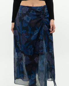 TED BAKER x Blue Floral Midi Skirt (S, M)