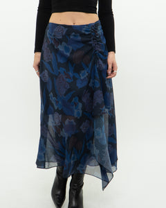 TED BAKER x Blue Floral Midi Skirt (S, M)