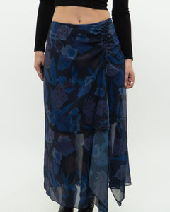 TED BAKER x Blue Floral Midi Skirt (S, M)