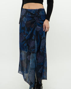 TED BAKER x Blue Floral Midi Skirt (S, M)