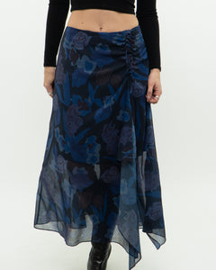 TED BAKER x Blue Floral Midi Skirt (S, M)