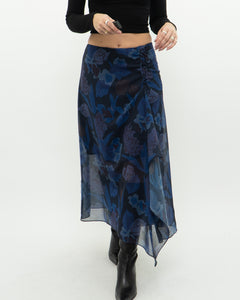 TED BAKER x Blue Floral Midi Skirt (S, M)