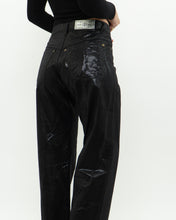 Load image into Gallery viewer, Vintage x Made in UK x Black Shiny Snakeskin Soft Denim (S, M)