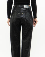 Load image into Gallery viewer, Vintage x Made in UK x Black Shiny Snakeskin Soft Denim (S, M)