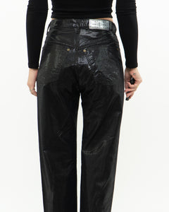 Vintage x Made in UK x Black Shiny Snakeskin Soft Denim (S, M)