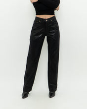 Load image into Gallery viewer, Vintage x Made in UK x Black Shiny Snakeskin Soft Denim (S, M)