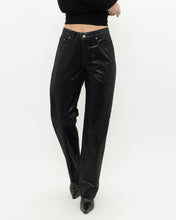 Load image into Gallery viewer, Vintage x Made in UK x Black Shiny Snakeskin Soft Denim (S, M)