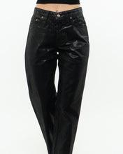 Load image into Gallery viewer, Vintage x Made in UK x Black Shiny Snakeskin Soft Denim (S, M)