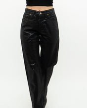 Load image into Gallery viewer, Vintage x Made in UK x Black Shiny Snakeskin Soft Denim (S, M)