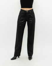 Load image into Gallery viewer, Vintage x Made in UK x Black Shiny Snakeskin Soft Denim (S, M)