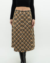 Load image into Gallery viewer, Vintage x Caramel Plaid Wool Midi Skirt (M, L)