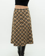 Load image into Gallery viewer, Vintage x Caramel Plaid Wool Midi Skirt (M, L)