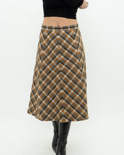 Load image into Gallery viewer, Vintage x Caramel Plaid Wool Midi Skirt (M, L)