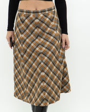 Load image into Gallery viewer, Vintage x Caramel Plaid Wool Midi Skirt (M, L)