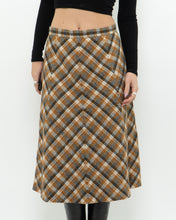 Load image into Gallery viewer, Vintage x Caramel Plaid Wool Midi Skirt (M, L)