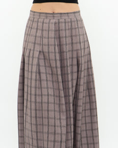 Vintage x Light Brown Plaid Midi Skirt (S, M)