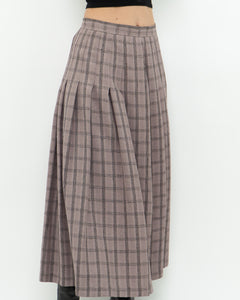 Vintage x Light Brown Plaid Midi Skirt (S, M)