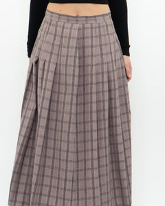 Vintage x Light Brown Plaid Midi Skirt (S, M)