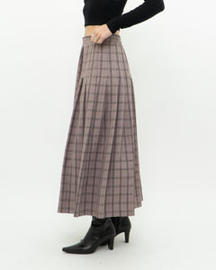 Vintage x Light Brown Plaid Midi Skirt (S, M)