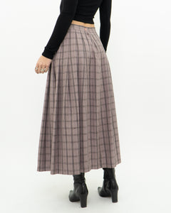 Vintage x Light Brown Plaid Midi Skirt (S, M)