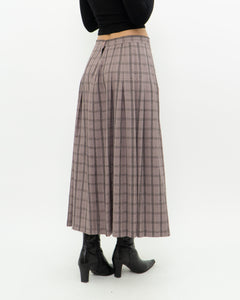 Vintage x Light Brown Plaid Midi Skirt (S, M)