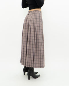 Vintage x Light Brown Plaid Midi Skirt (S, M)