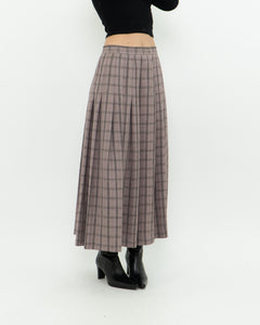 Vintage x Light Brown Plaid Midi Skirt (S, M)