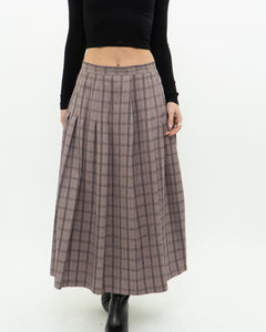 Vintage x Light Brown Plaid Midi Skirt (S, M)