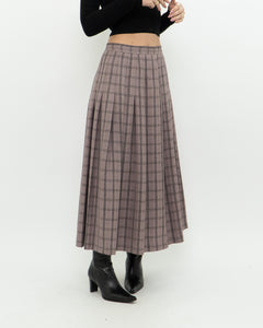 Vintage x Light Brown Plaid Midi Skirt (S, M)