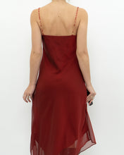 Load image into Gallery viewer, Vintage x Red Sheer Flowy Beaded Dress (M)