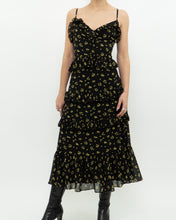 Load image into Gallery viewer, MICHAEL KORS x Black, Yellow Floral Frilly Dress (M)