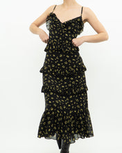 Load image into Gallery viewer, MICHAEL KORS x Black, Yellow Floral Frilly Dress (M)