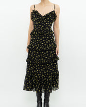 Load image into Gallery viewer, MICHAEL KORS x Black, Yellow Floral Frilly Dress (M)